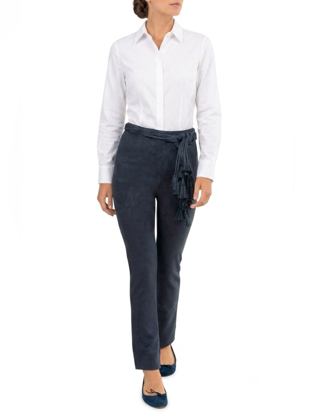 Gretchen Scott Gripeless Pull On Pants in Ultra Suede Navy Blue